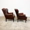 Vintage Chesterfield Wingback Armchairs in Dark Brown Leather, Set of 2 2