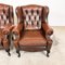 Vintage Chesterfield Wingback Armchairs in Dark Brown Leather, Set of 2 12