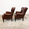 Vintage Chesterfield Wingback Armchairs in Dark Brown Leather, Set of 2 7