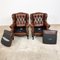Vintage Chesterfield Wingback Armchairs in Dark Brown Leather, Set of 2, Image 14