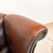 Butaca Chesterfield de orejas rústica vintage de cuero marrón oscuro, Imagen 11