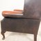 Vintage Rustic Chesterfield Wingback Armchair in Dark Brown Leather 7