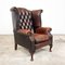 Vintage Rustic Chesterfield Wingback Armchair in Dark Brown Leather 1