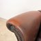 Vintage Rustic Chesterfield Wingback Armchair in Dark Brown Leather 10