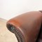 Vintage Rustic Chesterfield Wingback Armchair in Dark Brown Leather, Image 10