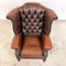 Vintage Rustic Chesterfield Wingback Armchair in Dark Brown Leather 9