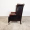 Vintage Rustic Chesterfield Wingback Armchair in Dark Brown Leather 6