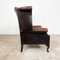 Vintage Rustic Chesterfield Wingback Armchair in Dark Brown Leather 2