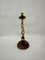 Large Vintage Brass Candlestick with Wooden Details, 1930s, Image 1