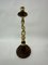 Large Vintage Brass Candlestick with Wooden Details, 1930s 2