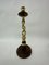 Large Vintage Brass Candlestick with Wooden Details, 1930s, Image 2