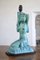 Egyptian Revival Crackle Glaze Ceramic Table Lamp in Turquoise, Image 1