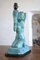 Egyptian Revival Crackle Glaze Ceramic Table Lamp in Turquoise, Image 4