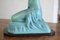 Egyptian Revival Crackle Glaze Ceramic Table Lamp in Turquoise, Image 10