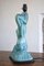 Egyptian Revival Crackle Glaze Ceramic Table Lamp in Turquoise, Image 6