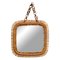 Rattan Square Wall Mirror by Olaf Von Bohr, Italy, 1960s, Image 1
