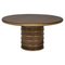 Round Oak and Brass Dining Table by Julian Chichester, Madrid 1