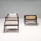 Modern Cane and Brass Armchairs & Footstool by Duistt Wormley, Set of 3 4