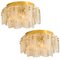 Large Glass Brass Flush Mounts in the style of Kalmar, 1969, Set of 2 7