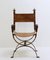 Curule Armchair in Wrought Iron and Leather, 1970s, Image 2