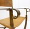 Curule Armchair in Wrought Iron and Leather, 1970s 5