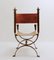 Curule Armchair in Wrought Iron and Leather, 1970s 11