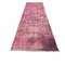 Alfombra de pasillo estrecha turca de lana en rosa sobreteñido, años 70, Imagen 1