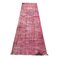 Turkish Wool Narrow Runner Rug in Over-Dyed Pink, 1970s 7
