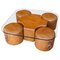 Coffee Table with Leather Poufs attributed to Guido Faleschini, Set of 6 1