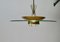 Italian Glass and Brass Saucer Ceiling Lamp, 1950s, Image 8
