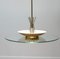 Italian Glass and Brass Saucer Ceiling Lamp, 1950s 6