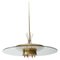 Italian Glass and Brass Saucer Ceiling Lamp, 1950s, Image 2