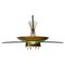 Italian Glass and Brass Saucer Ceiling Lamp, 1950s, Image 3