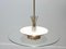 Italian Glass and Brass Saucer Ceiling Lamp, 1950s 7