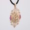 French 18 Karat Rose Gold Medallion with Ruby Cultured Pearl, 1960s 5