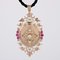 French 18 Karat Rose Gold Medallion with Ruby Cultured Pearl, 1960s 4