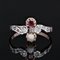 19th Century French Garnet Fine Pearl Diamonds 18 Karat Rose Gold Ring 5