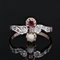 19th Century French Garnet Fine Pearl Diamonds 18 Karat Rose Gold Ring, Image 5