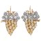 14 Kt Rose and White Gold Cluster Earrings with Diamonds, Topazes and Pearls, 1980s, Set of 2, Image 1