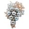 Rose Gold and Silver Brooch with Diamonds, Zavorite and Pearls, 1960s 1