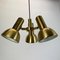 3-Spot Brass Tone Hanging Light by Koch and Lowy for OMI Lighting, Germany, 1970s 3