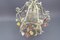 Lámpara de araña Hollywood Regency de metal y vidrio con rosas de porcelana, años 70, Imagen 13