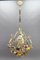 Hollywood Regency Metal and Glass Chandelier with Porcelain Roses, 1970s 6