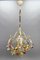 Hollywood Regency Metal and Glass Chandelier with Porcelain Roses, 1970s, Image 20