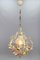 Hollywood Regency Metal and Glass Chandelier with Porcelain Roses, 1970s, Image 8