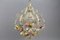 Hollywood Regency Metal and Glass Chandelier with Porcelain Roses, 1970s, Image 12