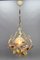 Hollywood Regency Metal and Glass Chandelier with Porcelain Roses, 1970s, Image 7