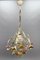 Hollywood Regency Metal and Glass Chandelier with Porcelain Roses, 1970s 5