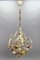 Hollywood Regency Metal and Glass Chandelier with Porcelain Roses, 1970s, Image 2