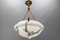 Art Deco French Marbled White Glass and Brass Pendant Light, 1950s, Image 10